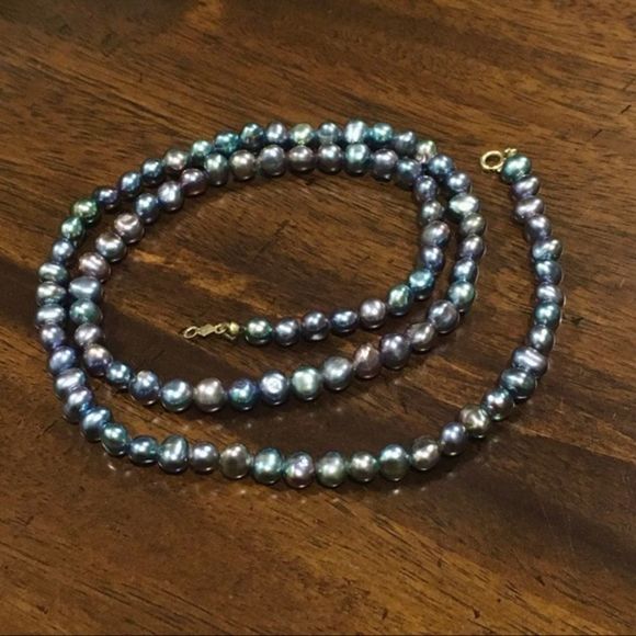 Vintage 14K Gold Peacock Pearl Single Strand Necklace 18inches - Picture 4 of 13
